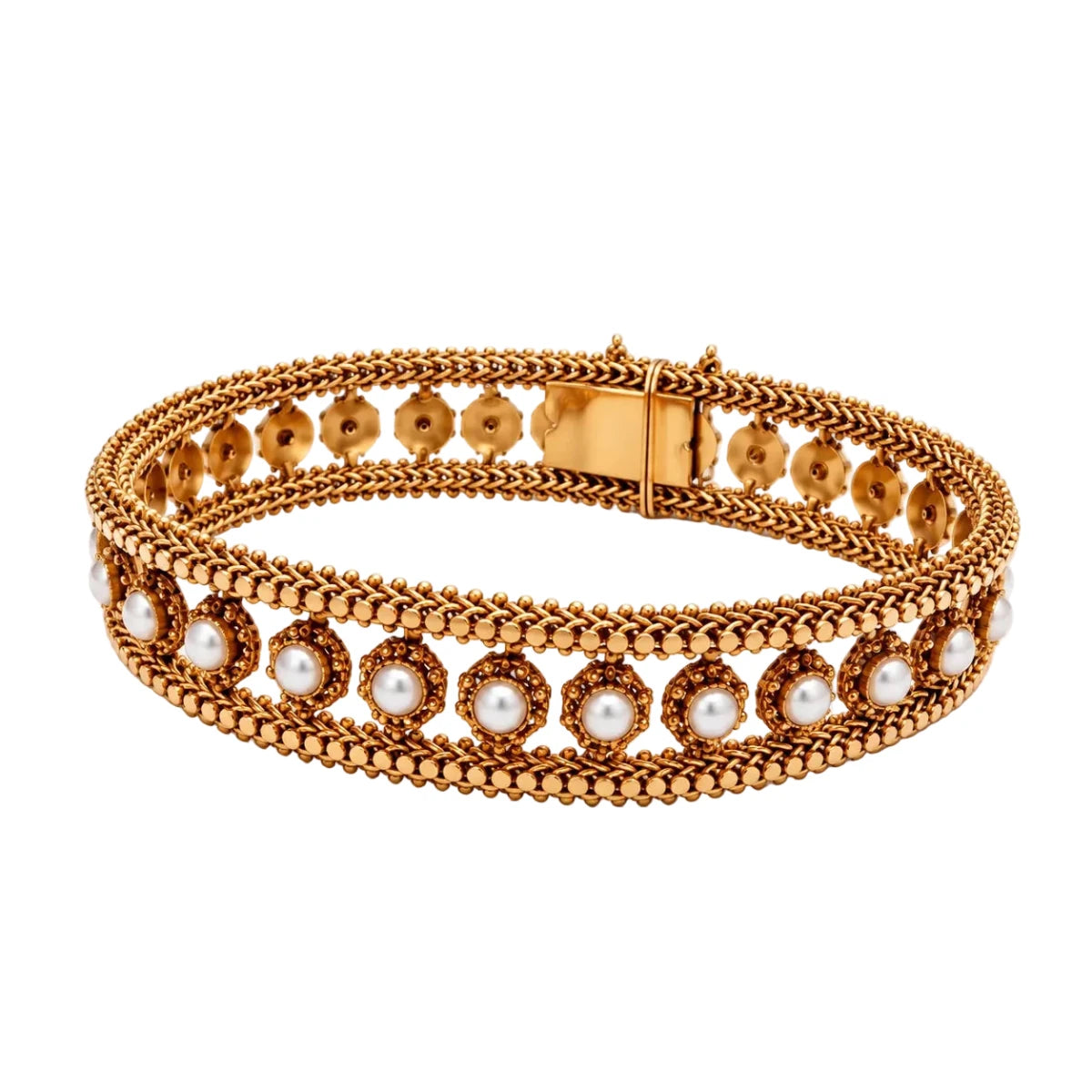 Bracelet Souple en or jaune et perles - Castafiore