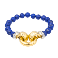 Bracelet Souple en or jaune, or blanc, lapis - lazuli et diamants - Castafiore
