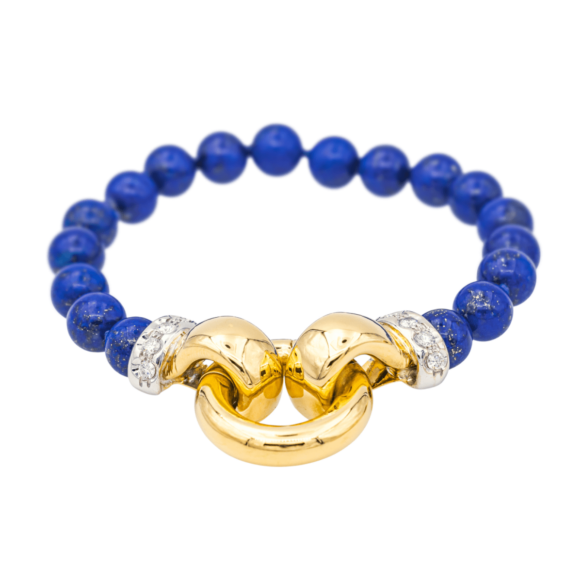 Bracelet Souple en or jaune, or blanc, lapis - lazuli et diamants - Castafiore