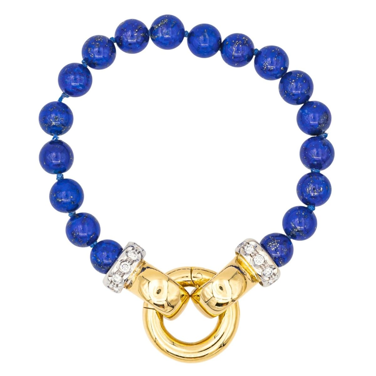Bracelet Souple en or jaune, or blanc, lapis - lazuli et diamants - Castafiore