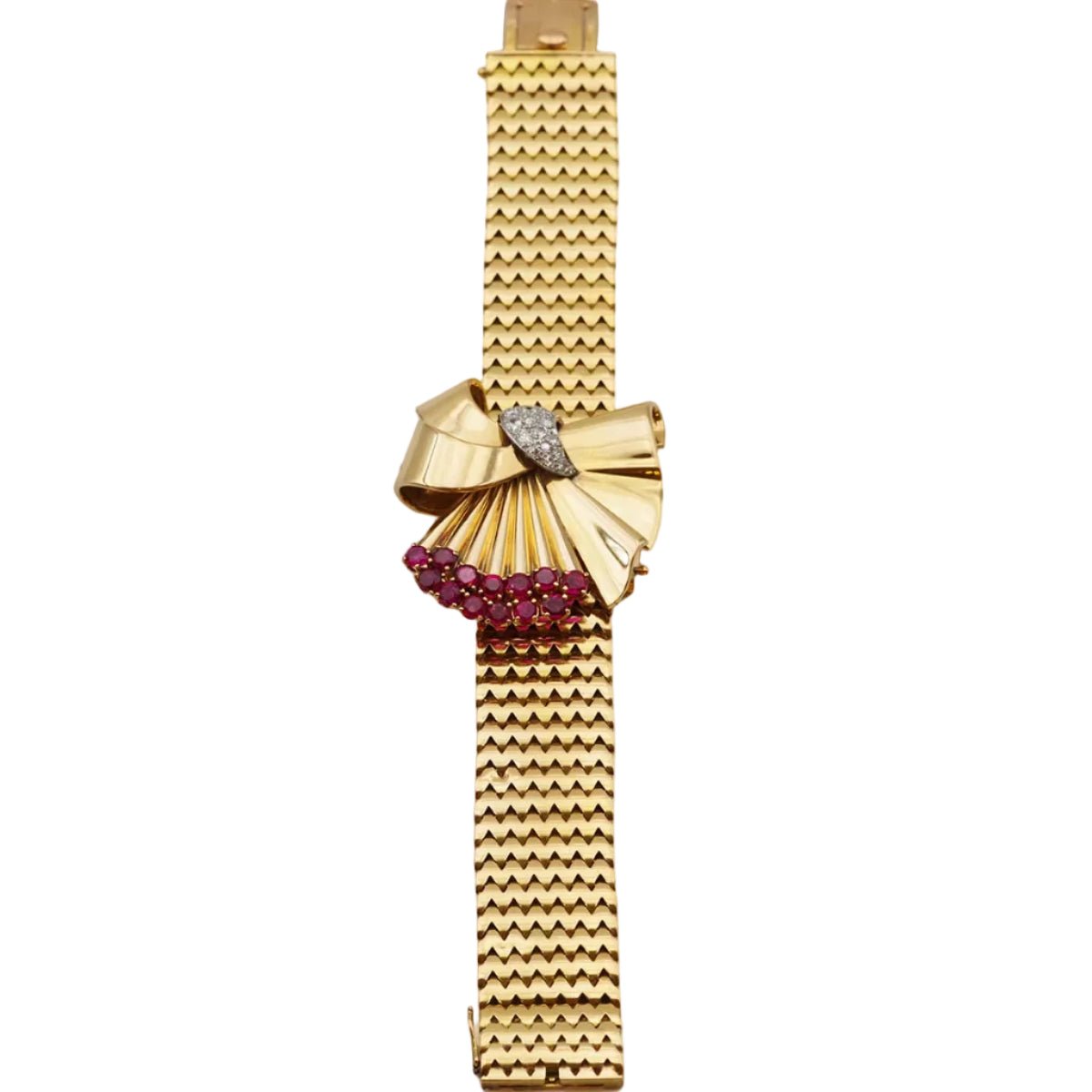 Bracelet Souple en or jaune, platine, rubis et diamants - Castafiore