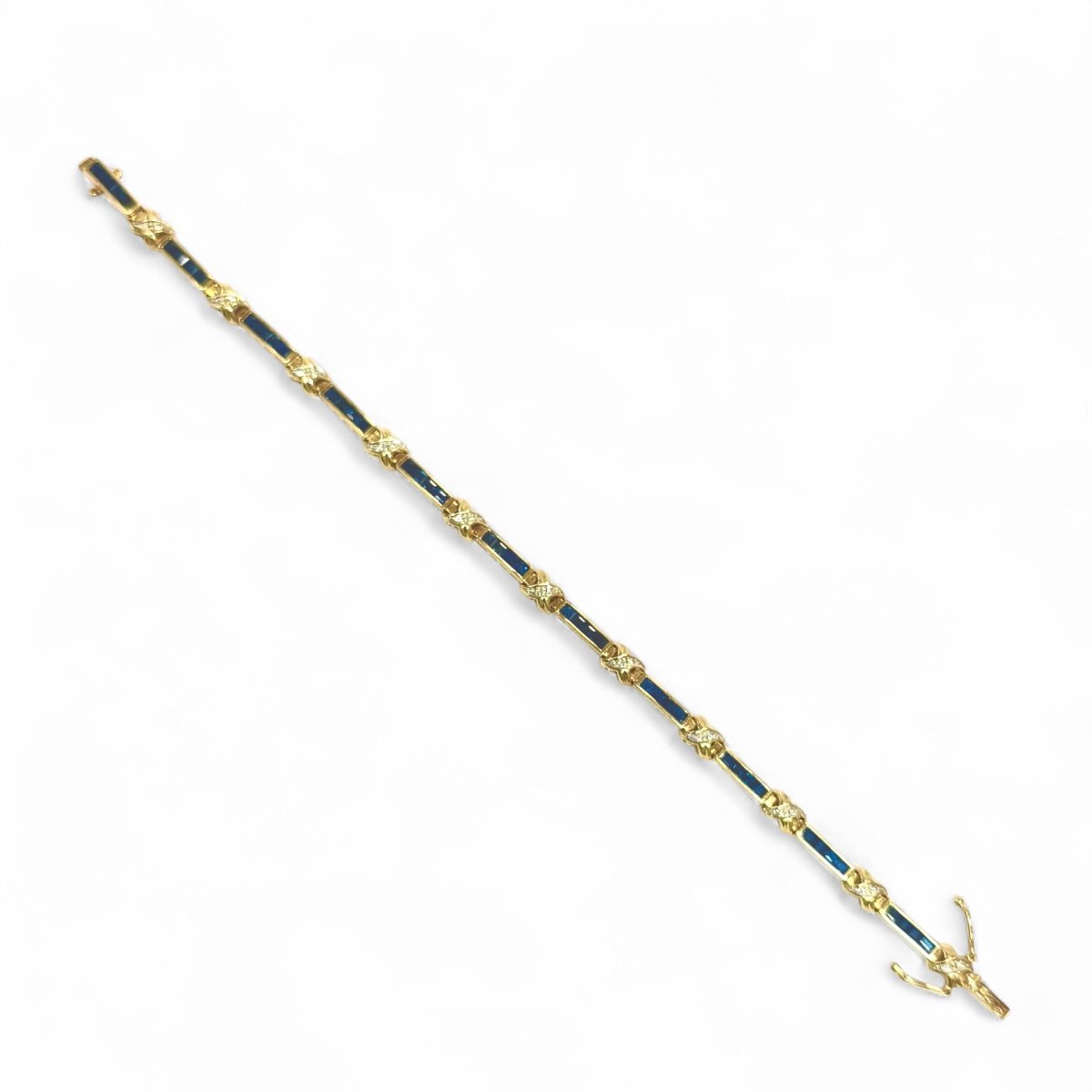 Bracelet souple en or jaune, saphirs et diamants - Castafiore