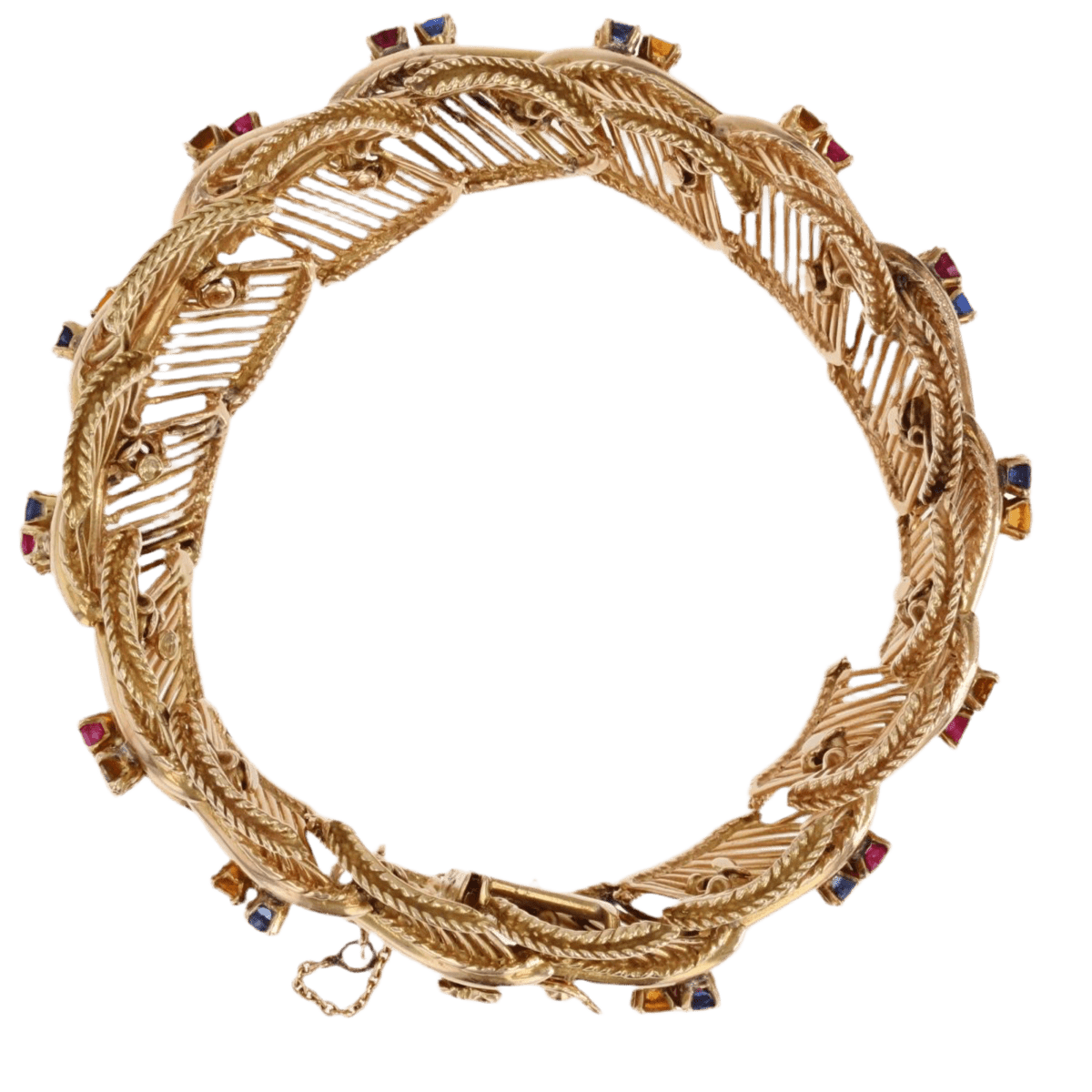 Bracelet Souple en or rose, saphirs, rubis et citrines - Castafiore