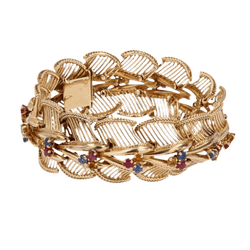 Bracelet Souple en or rose, saphirs, rubis et citrines - Castafiore