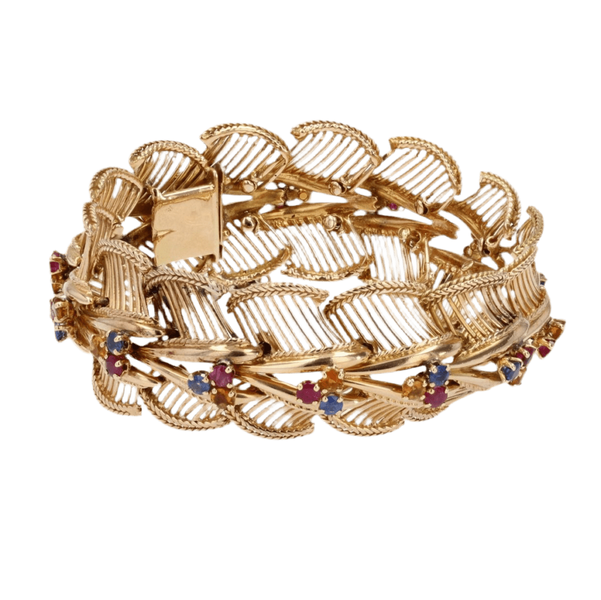 Bracelet Souple en or rose, saphirs, rubis et citrines - Castafiore