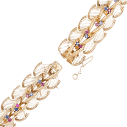 Bracelet Souple en or rose, saphirs, rubis et citrines - Castafiore