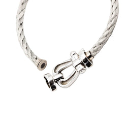 Bracelet Souple FRED "Force 10" en or blanc, acier et diamants - Castafiore