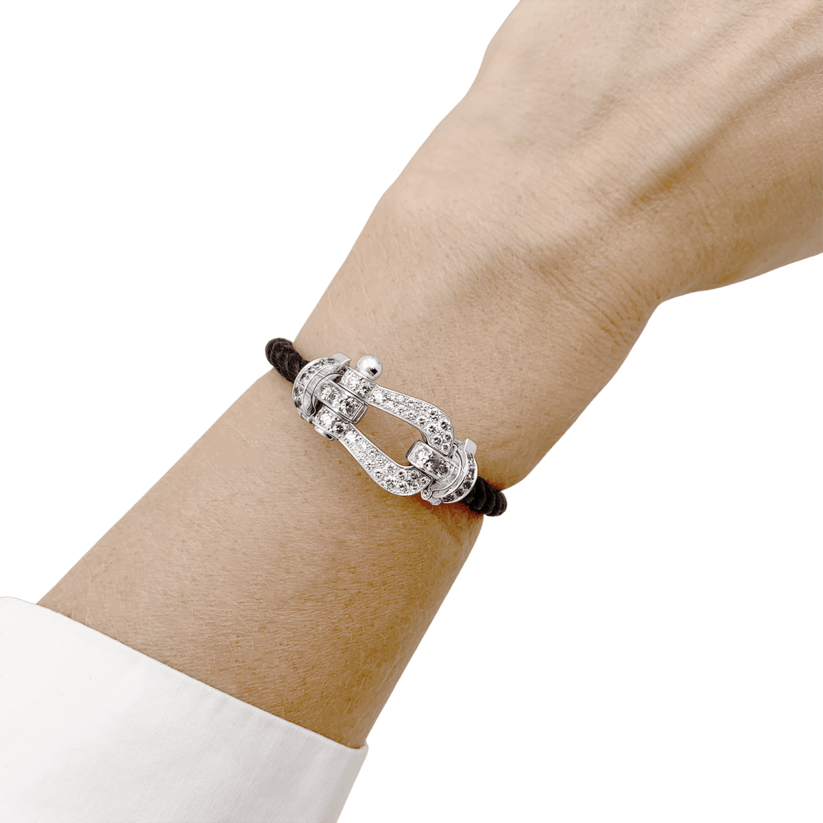 Bracelet Souple FRED "Force 10" en or blanc, acier et diamants - Castafiore