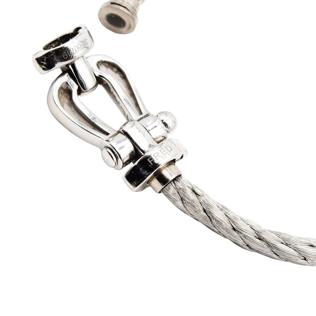 Bracelet Souple FRED "Force 10" en or blanc, acier et diamants - Castafiore