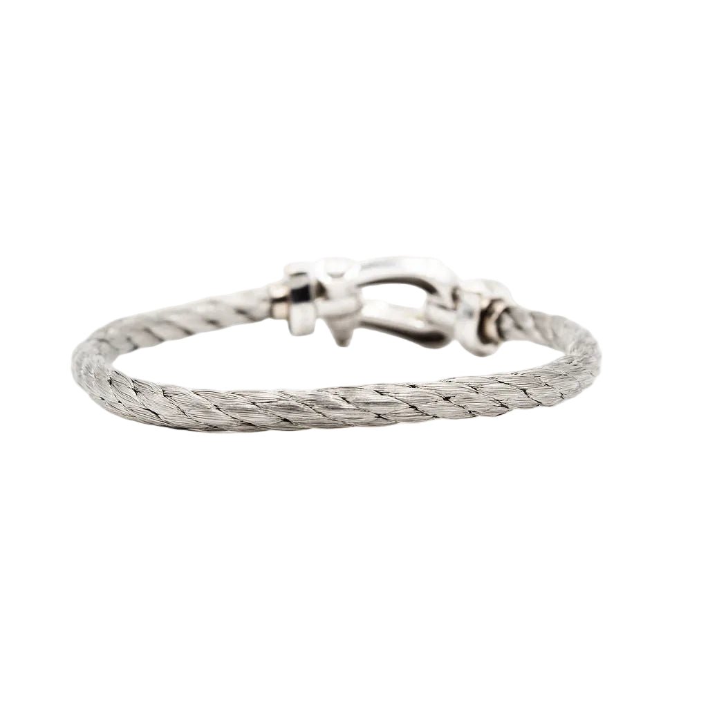 Bracelet Souple FRED "Force 10" en or blanc, acier et diamants - Castafiore