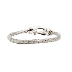 Bracelet Souple FRED "Force 10" en or blanc, acier et diamants - Castafiore