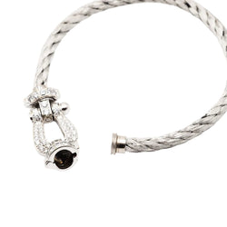 Bracelet Souple FRED "Force 10" en or blanc, acier et diamants - Castafiore