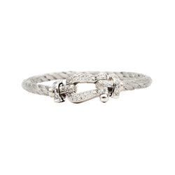 Bracelet Souple FRED "Force 10" en or blanc, acier et diamants - Castafiore