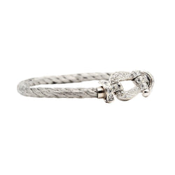 Bracelet Souple FRED "Force 10" en or blanc, acier et diamants - Castafiore