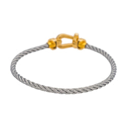 Bracelet Souple FRED "Force 10" en or jaune, acier et diamants - Castafiore