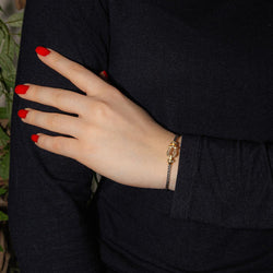 Bracelet Souple FRED "Force 10" en or jaune, acier et diamants - Castafiore