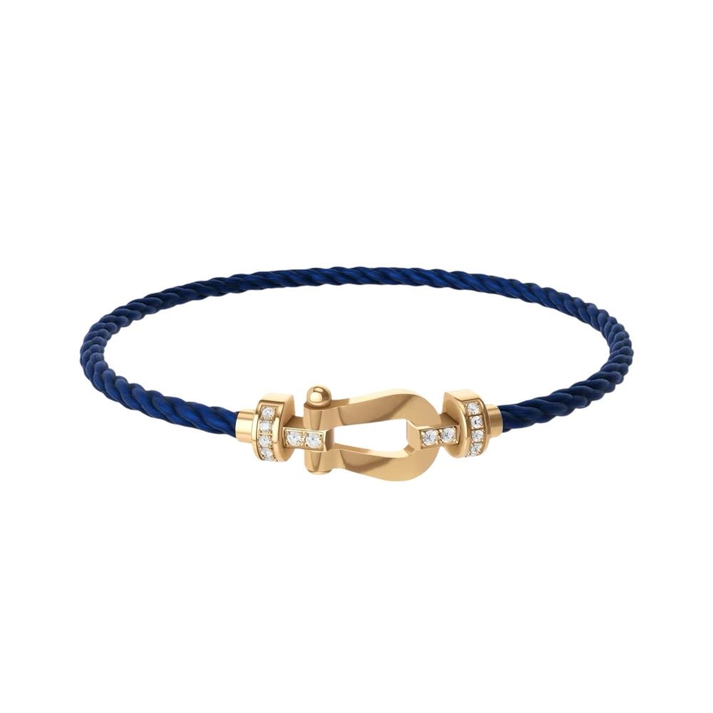 Bracelet Souple FRED "Force 10" en or jaune, acier et diamants - Castafiore