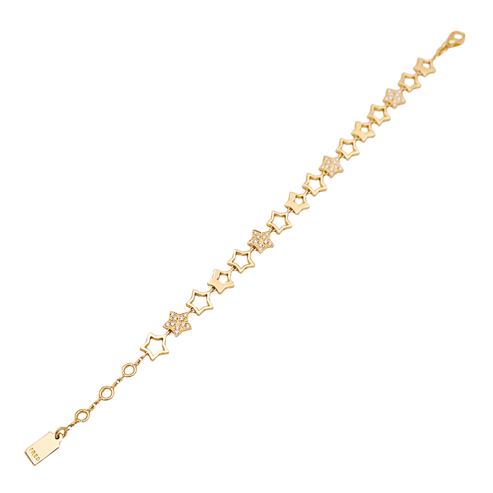 Bracelet Souple FRED "Star" en or jaune et diamants - Castafiore