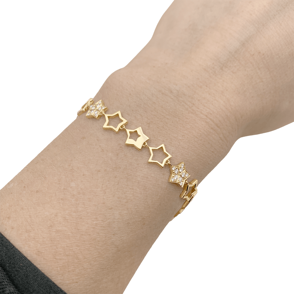 Bracelet Souple FRED "Star" en or jaune et diamants - Castafiore