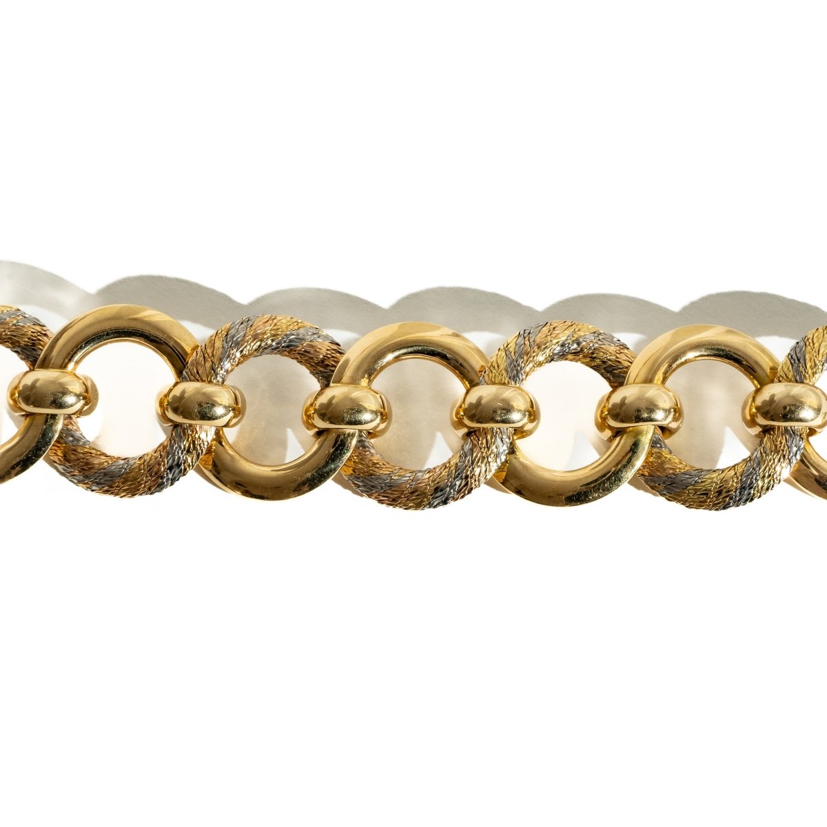 Bracelet Souple GEORGES LENFANT POUR CARTIER en or jaune, or blanc et or rose - Castafiore