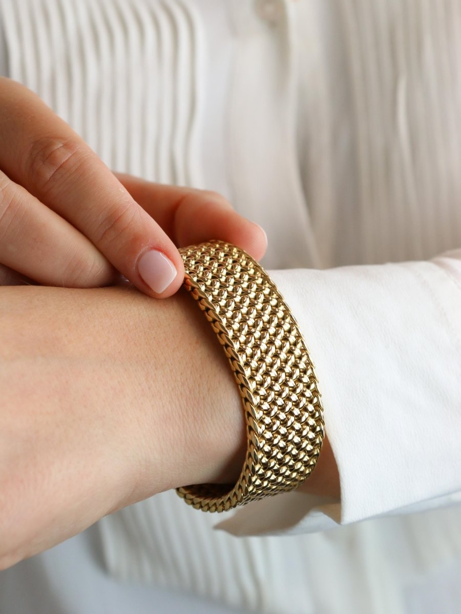 Bracelet souple maille milanaise or jaune 2,3 cm - Castafiore