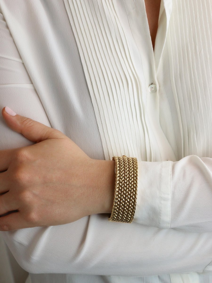 Bracelet souple maille milanaise or jaune 2,3 cm - Castafiore