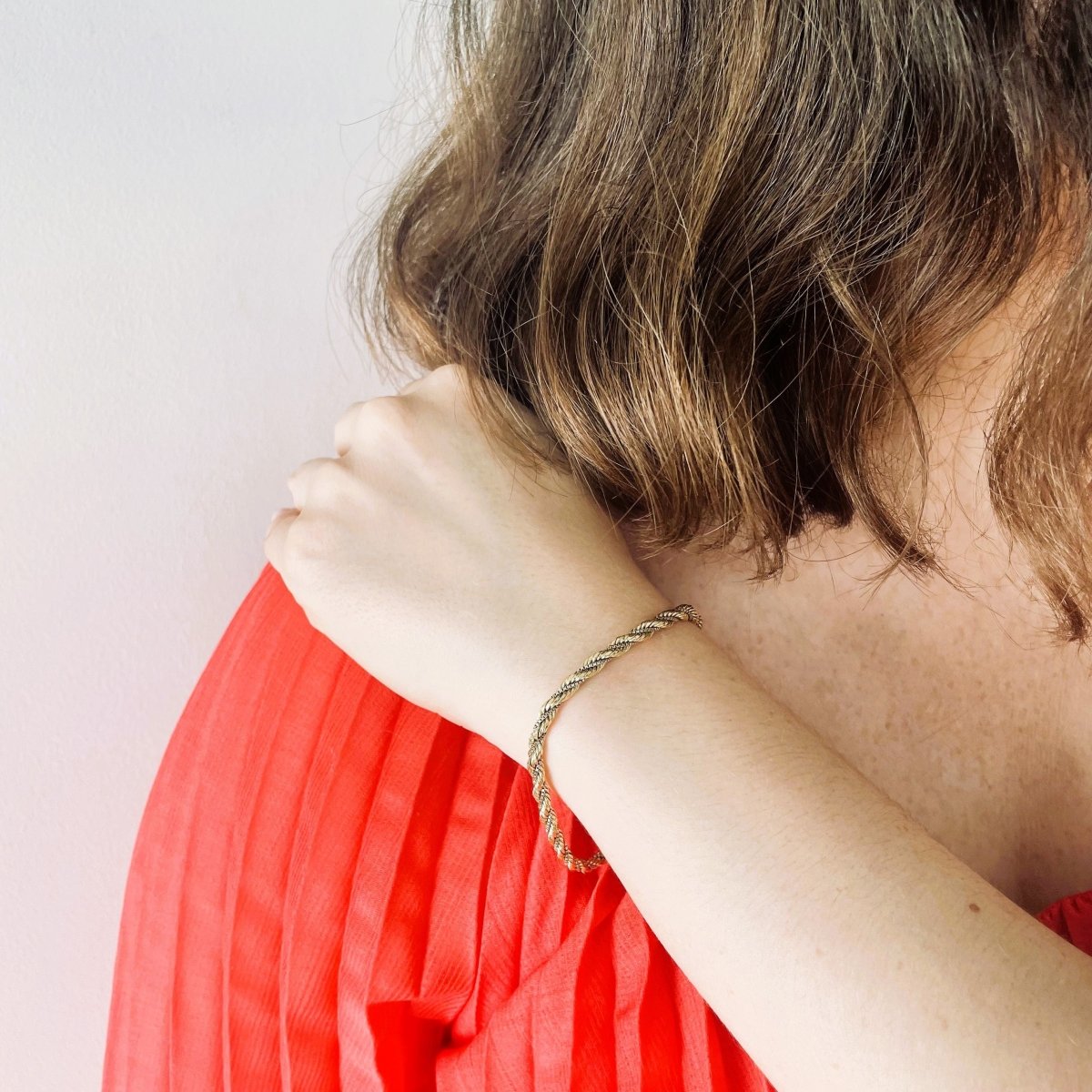 Bracelet Souple mailles corde et vénitienne or deux tons - Castafiore