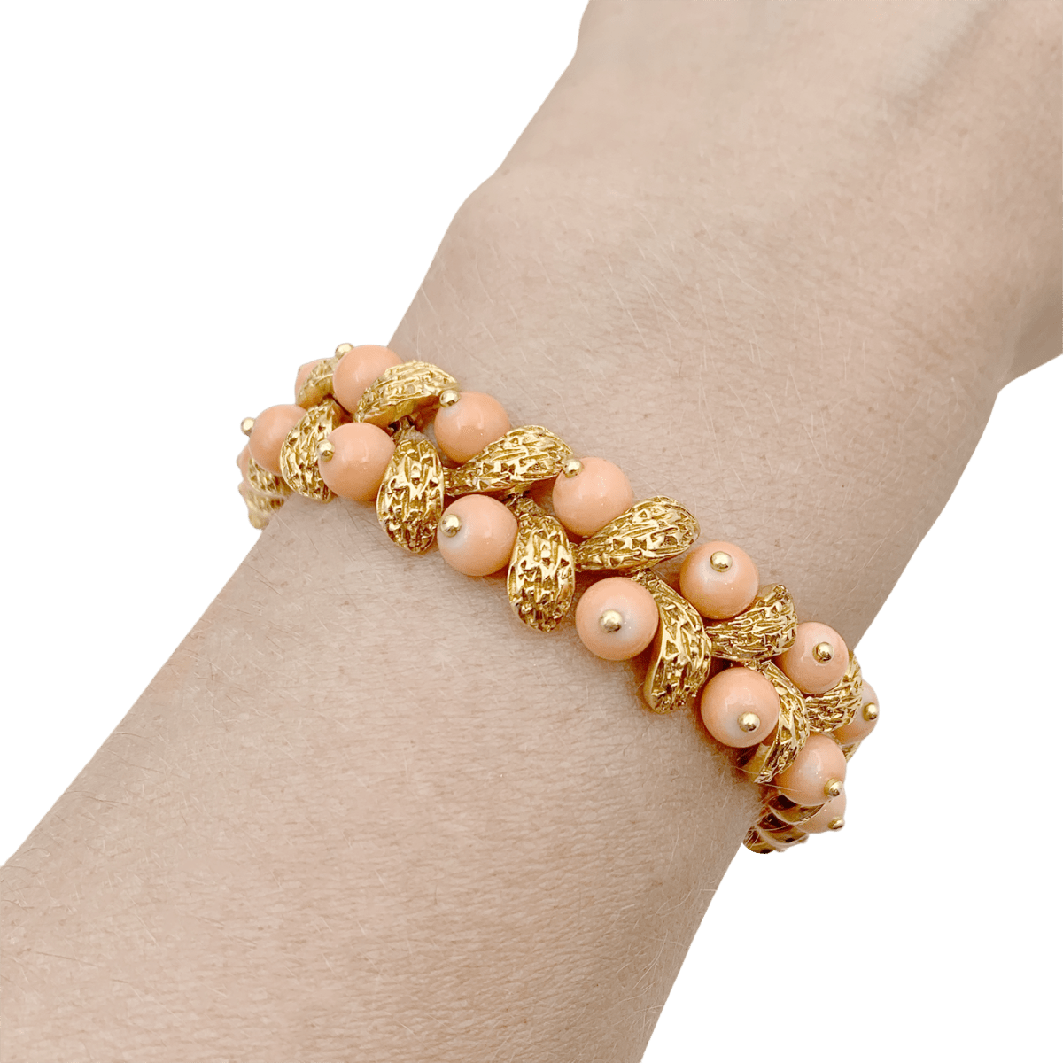 Bracelet Souple VAN CLEEF & ARPELS "Gui" en or jaune et corail - Castafiore