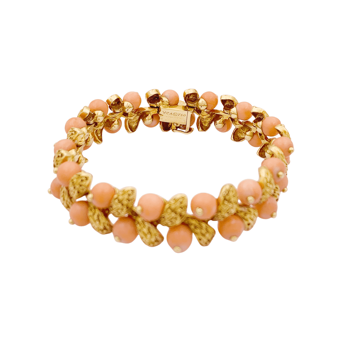 Bracelet Souple VAN CLEEF & ARPELS "Gui" en or jaune et corail - Castafiore