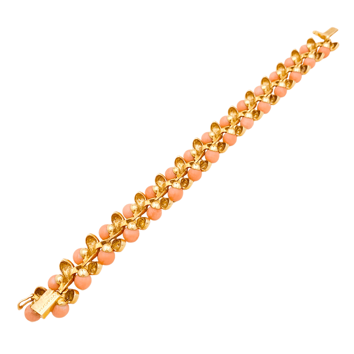 Bracelet Souple VAN CLEEF & ARPELS "Gui" en or jaune et corail - Castafiore