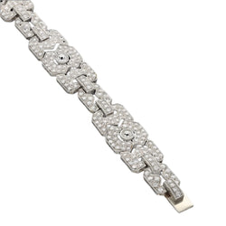 Bracelet Style Art Déco Platine massif avec 8,52 Cts de diamants taille ancienne. 18,5 cm - Castafiore