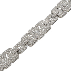 Bracelet Style Art Déco Platine massif avec 8,52 Cts de diamants taille ancienne. 18,5 cm - Castafiore