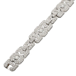 Bracelet Style Art Déco Platine massif avec 8,52 Cts de diamants taille ancienne. 18,5 cm - Castafiore