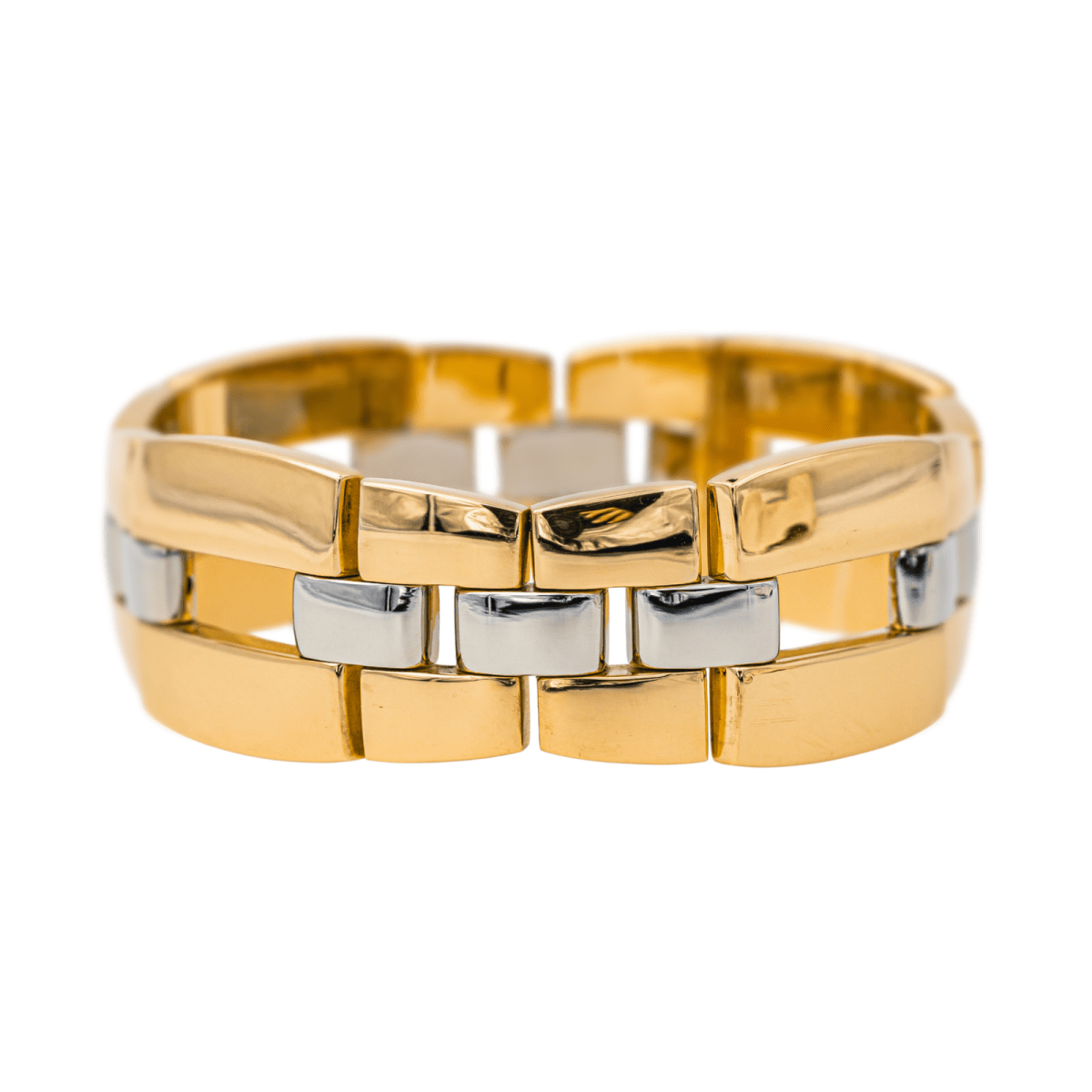 Bracelet Tank BOUCHERON en or jaune, or blanc et or rose - Castafiore