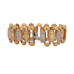 Bracelet Tank en or blanc, or jaune et or rose - Castafiore