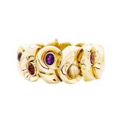 Bracelet Tank en or jaune, améthyste, grenats et quartz - Castafiore