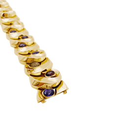 Bracelet Tank en or jaune, améthyste, grenats et quartz - Castafiore