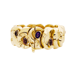 Bracelet Tank en or jaune, améthyste, grenats et quartz - Castafiore