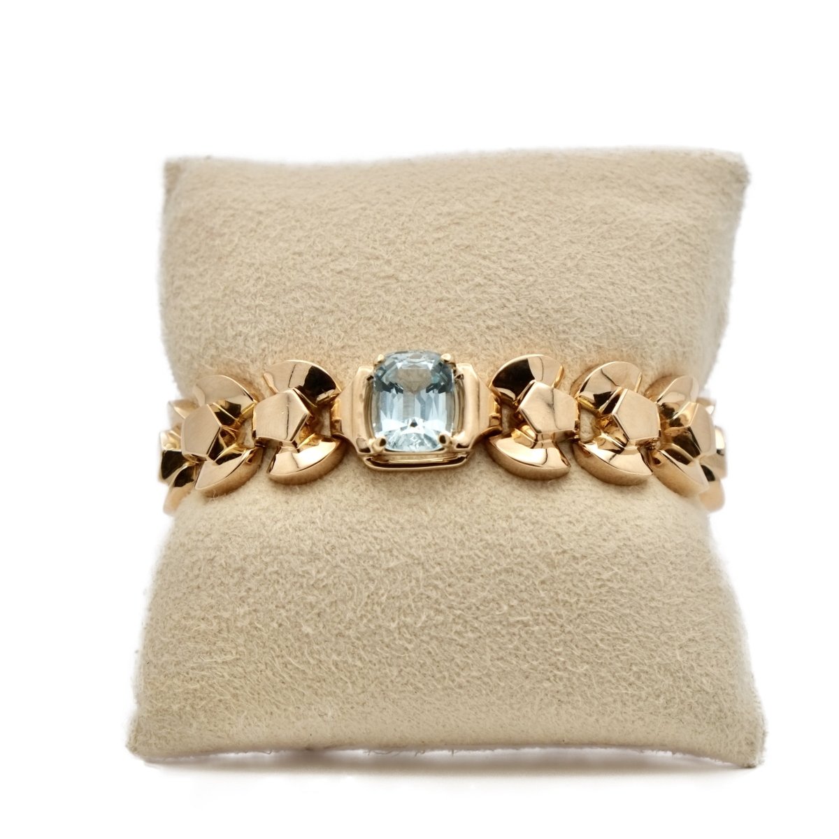 Bracelet Tank en or jaune et aigue - marine - Castafiore