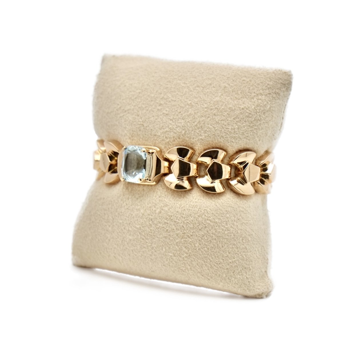 Bracelet Tank en or jaune et aigue - marine - Castafiore