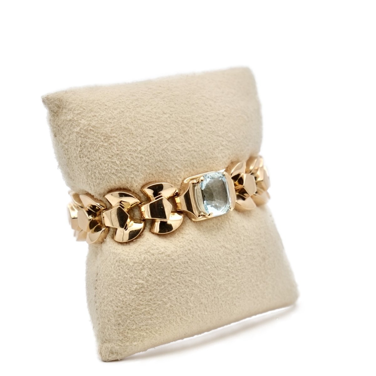 Bracelet Tank en or jaune et aigue - marine - Castafiore