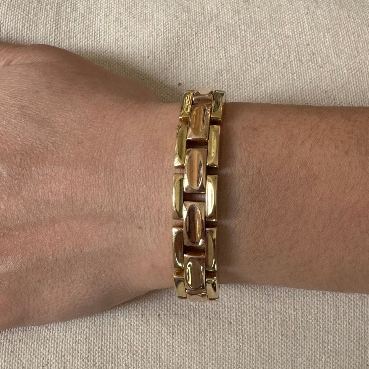 Bracelet Tank en or jaune et or rose - Castafiore