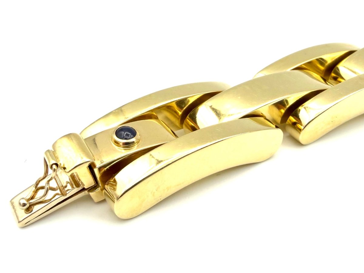 Bracelet Tank en or jaune et saphir - Castafiore