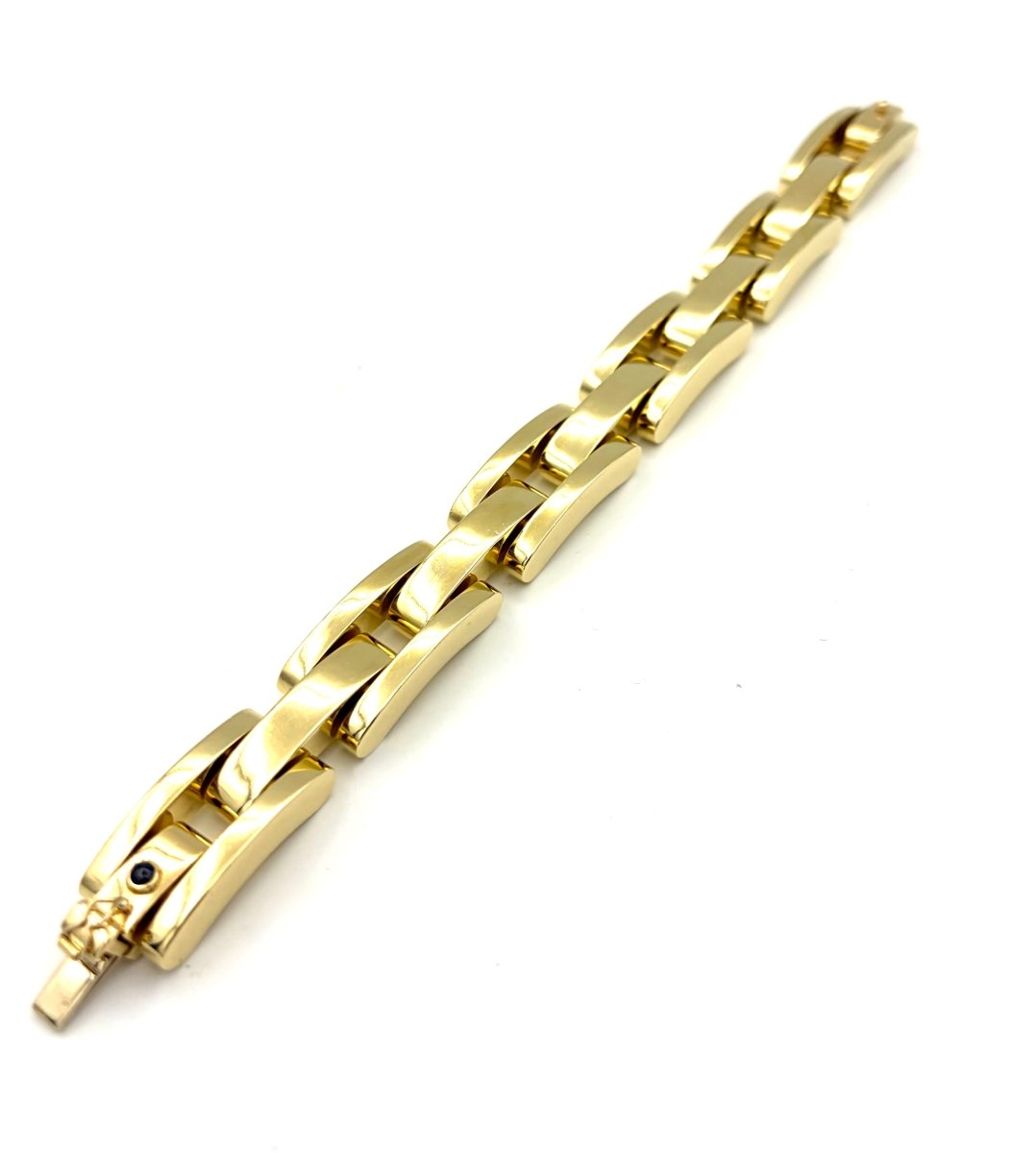 Bracelet Tank en or jaune et saphir - Castafiore