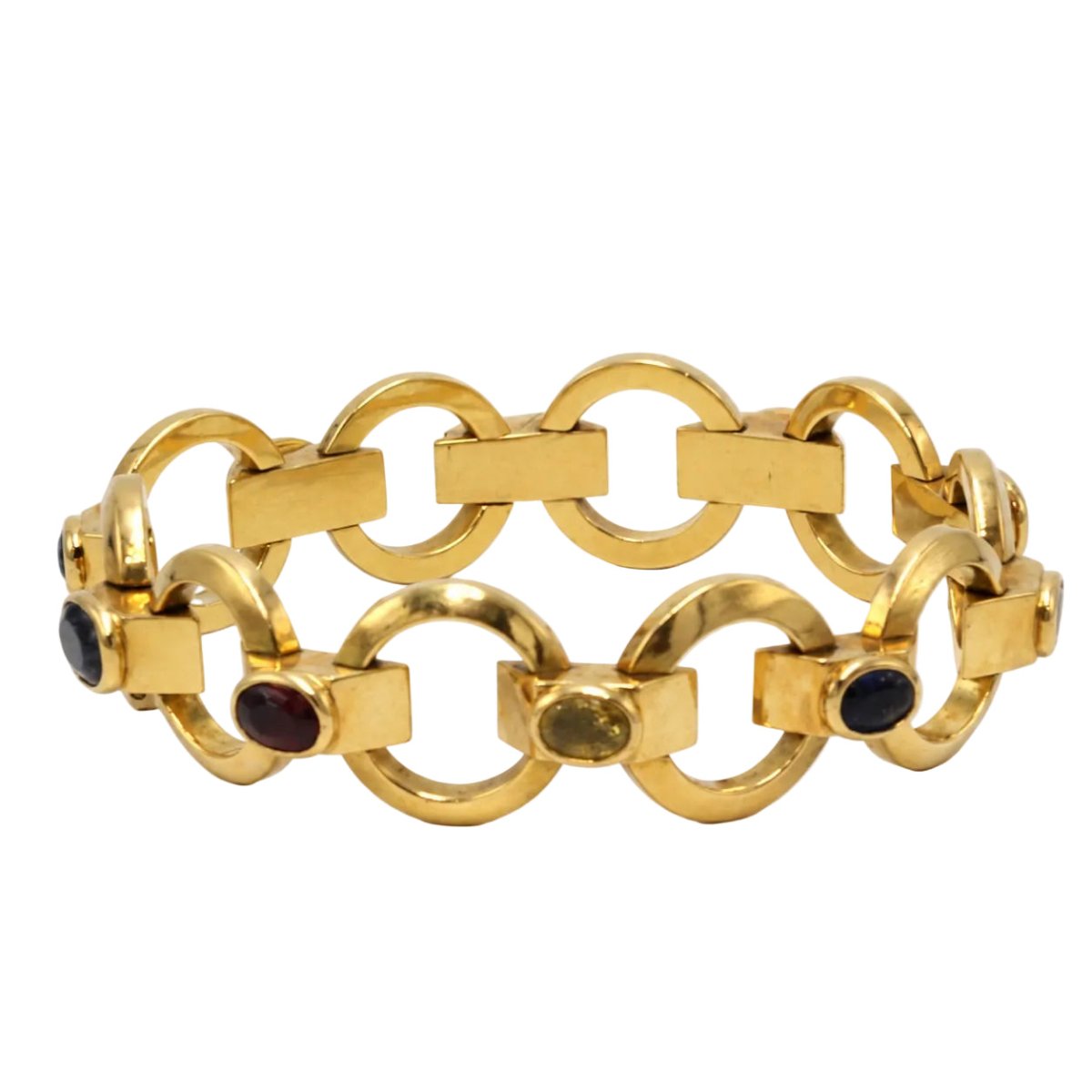 Bracelet Tank en or jaune, grenats, spinelles, zircons et iolite - Castafiore