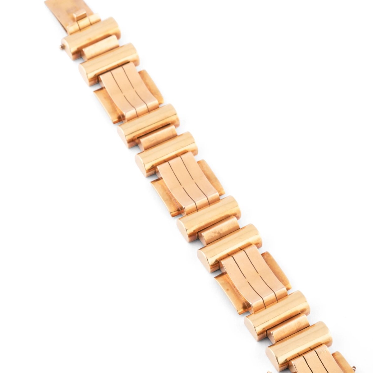 Bracelet Tank en or rose et jaune des années 1945 - 1955 - Castafiore