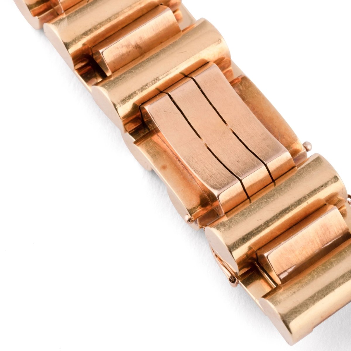 Bracelet Tank en or rose et jaune des années 1945 - 1955 - Castafiore