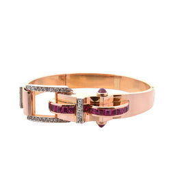 Bracelet Tank en or rose, rubis et diamants - Castafiore