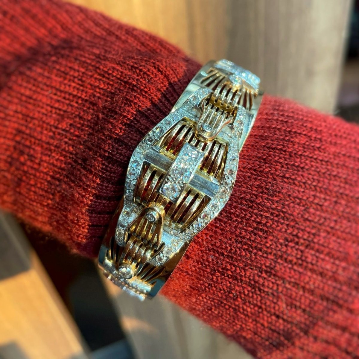 Bracelet TANK - Or, Platine & Diamants - Castafiore