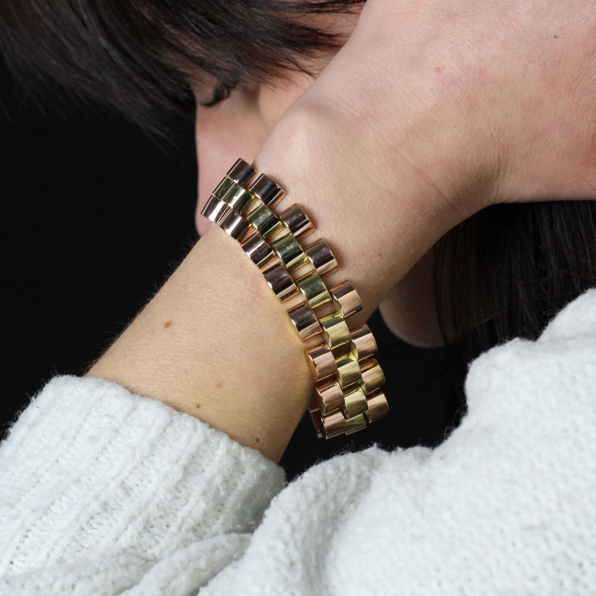 Bracelet tank ors rose et or jaune - Castafiore